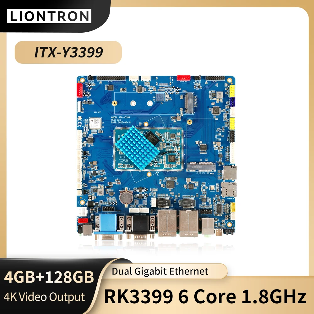 Liontron ITX RK3399 Android Single Board EMMC Cortex Hexa Core SBC M.2 PCIE NVME 2242/2260/2280 VGA HDMI Development Motherboard