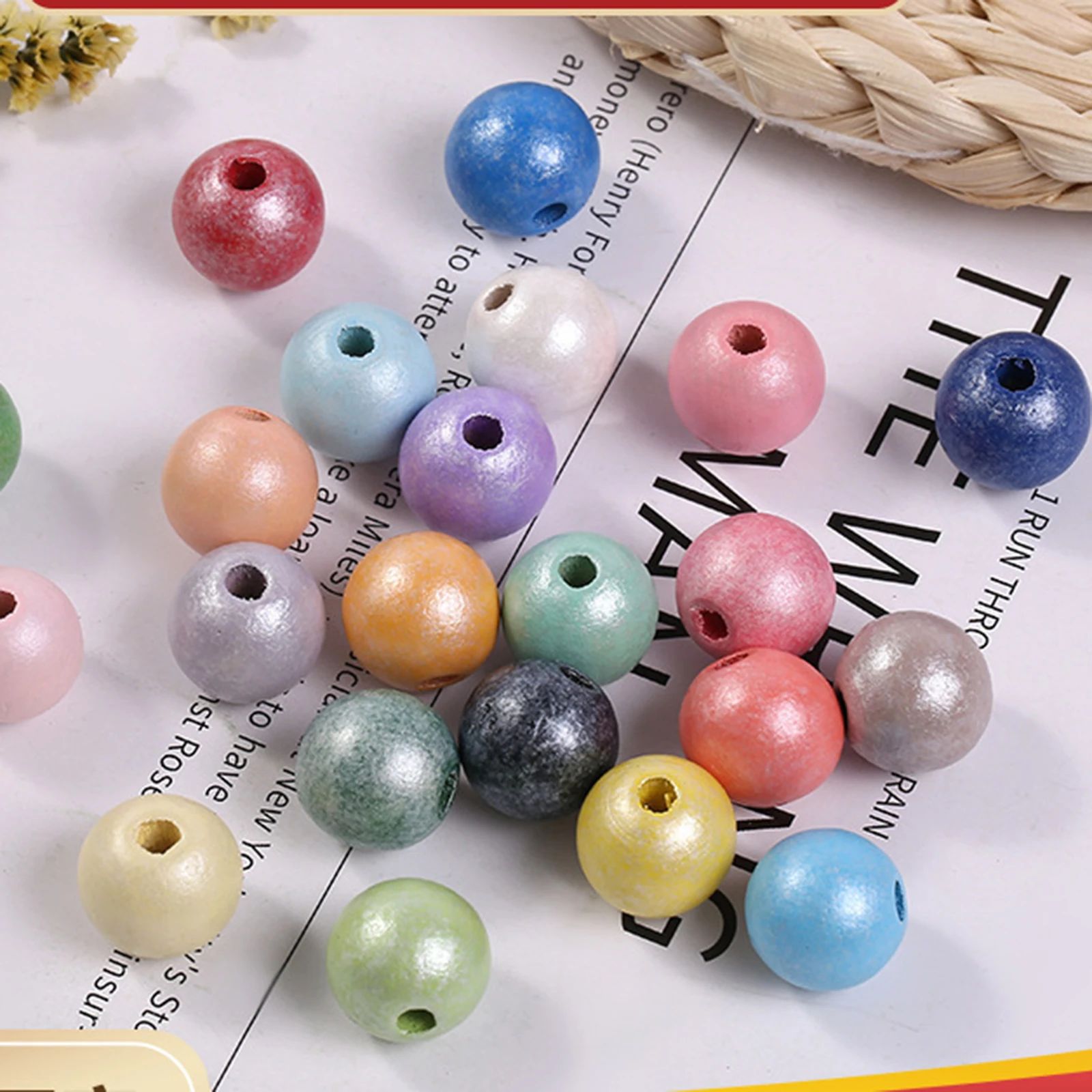 100pcs Luster Wood Beads 10mm(3/8