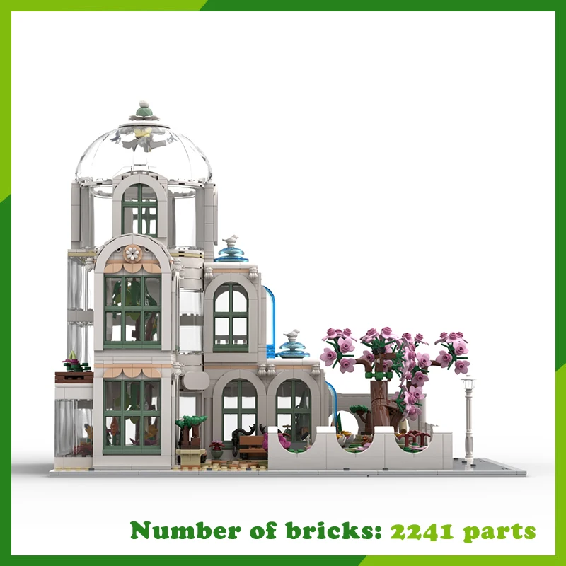 Giardino botanico MOC Building Blocks Architettura urbana Paesaggio Modello Mattoni fai da te Assemblaggio creativo Giocattoli Regalo di Natale 2241 pezzi