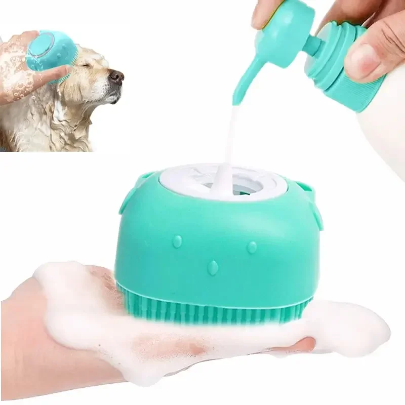 

Pet Bath Brush with Hook Soft Silicone Scrub Brush Showers Pet Dog and Cat Bath Brushes for Massage and Bush Hair