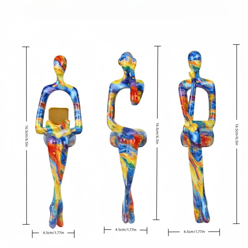 3 Pcs Character Abstract Thinker Colorful Sculpture Ornament Art Home Decoration Living Room Bookshelf Desktop Crafts Gift