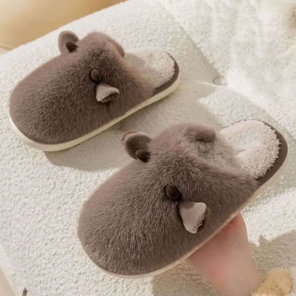 

Casual Anti Slip Cartoon Plush Slippers Kawaii Soft Winter Plush Slippers Closed Toe Cartoon Couple Slippers Girls