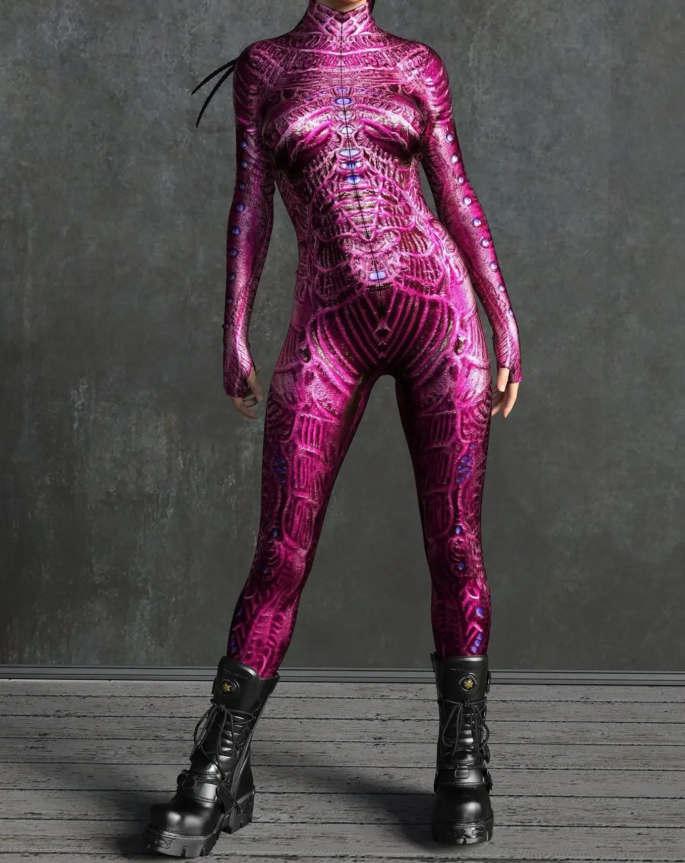 Halloween Anime Horror Spezies Cosplay Jumpsuit Terror Monster Skin Bodysuit Steampunk Party Show Anzug Unisex Rave Zentai – Detail 16