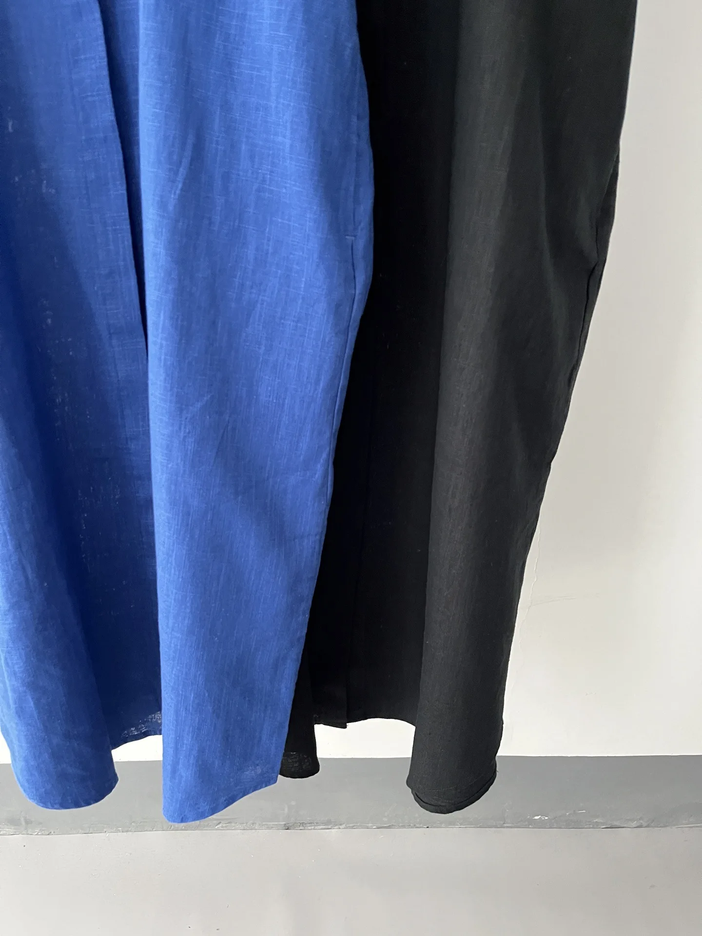 Damska lniana długa sukienka koszulowa na co dzień, lato 011-0625