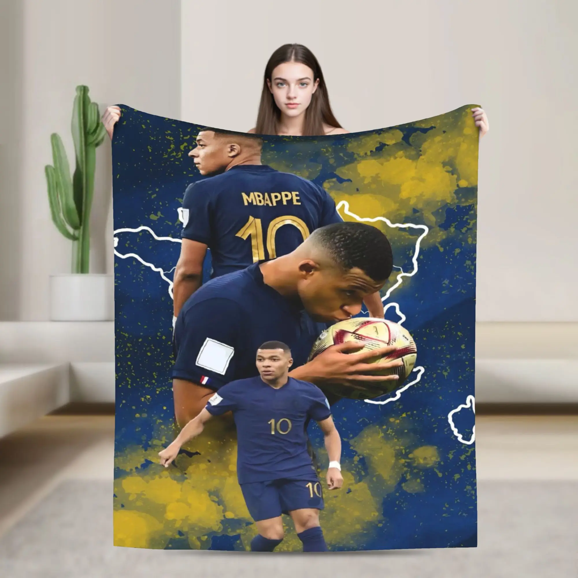 Mbappes Blankets Coral Fleece Plush Textile Decor Football Number 10  Multifunction Throw Blankets for Home Outdoor Rug Piece
