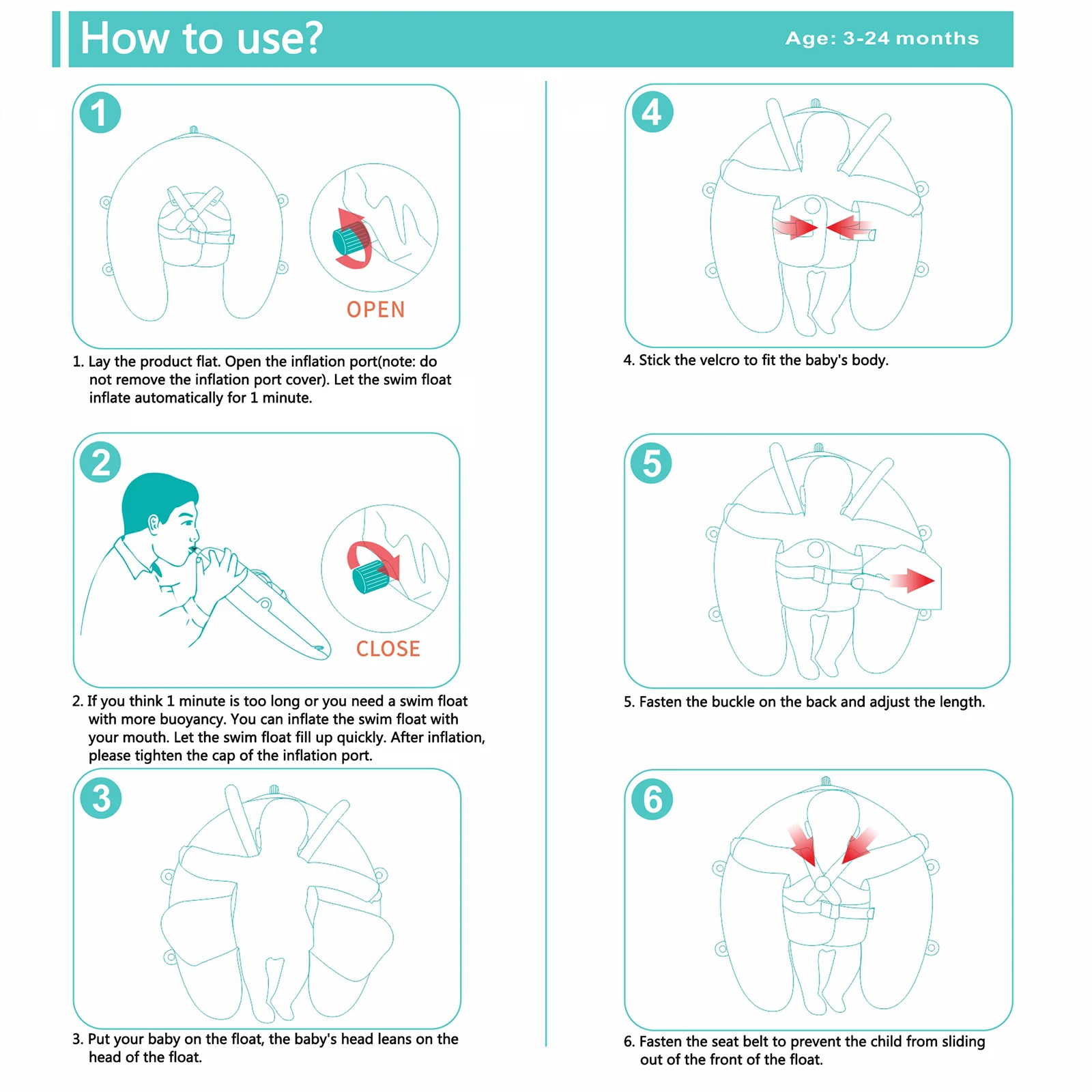 HECCEI Flotador Bebe, Mambobaby Auto Inflable Flotador Piscina con Toldo Anillo de Natación para Baby Swim Pool Playa Tina de 3 a 24 Meses
