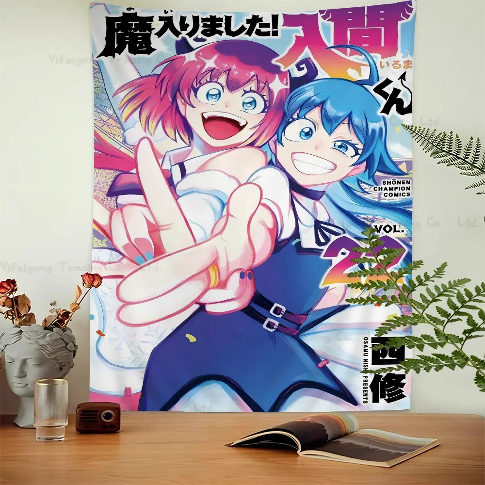 

Welcome D-Demon S-School I-Iruma Kun Anime Tapestry Hanging Tarot Hippie Wall Rugs Dorm Wall Hanging Sheets
