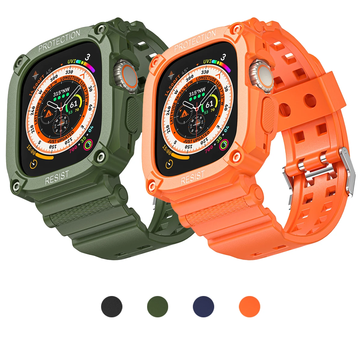 Kompatybilny z Apple Watch Band 49mm z obudową zderzaka, wytrzymałe męskie opaski do serii iWatch Ultra Sport wojskowe etui ochronne