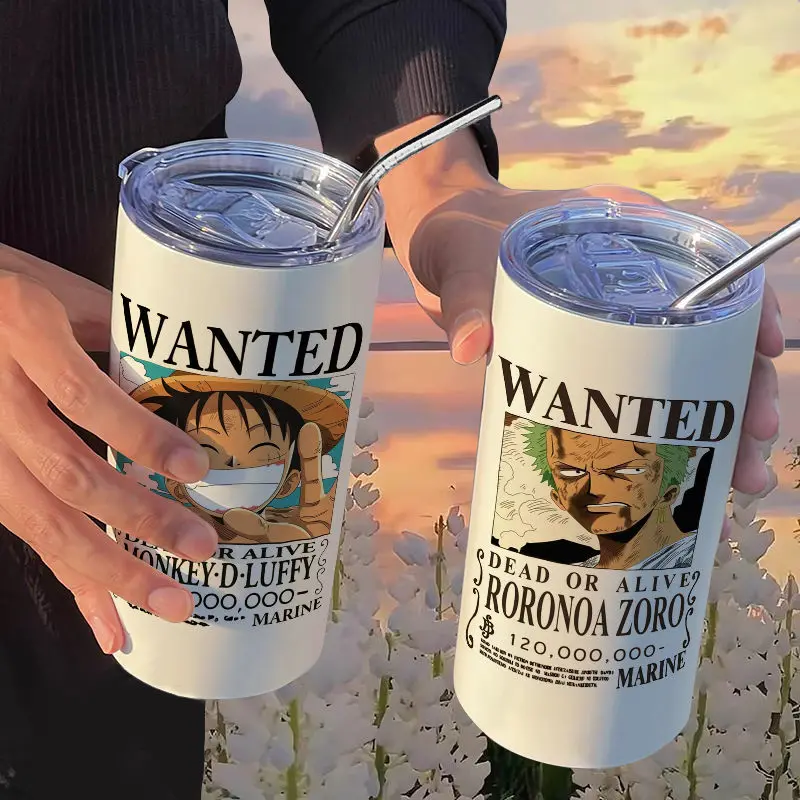 One Piece Anime Roronoa.Zoro Rufy Cartoon 2025 Thermos Tazza di caffè Creativo Personalizzato Tazza di paglia in acciaio inossidabile Regalo di festa