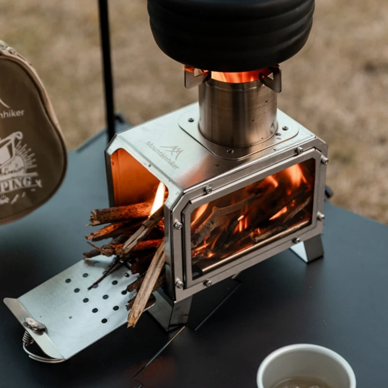 

Outdoor Tabletop Stove Portable Camping Wood Stove Tent Heating Stove 201 Stainless Steel Folding Firewood Stove New