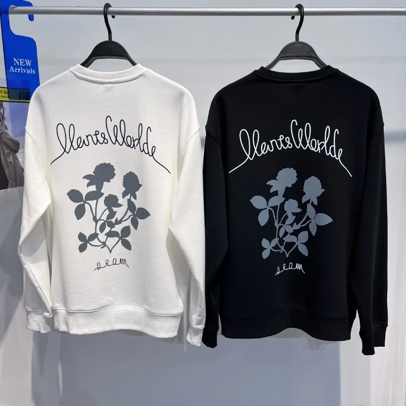 

Модный осенний мужской свитшот с круглым вырезом и принтом, универсальный базовый топ, молодежный стильный повседневный свитшот с цветочным принтом