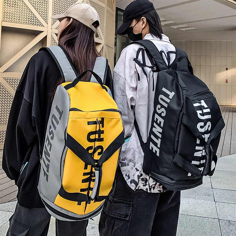 Fashionable Large Capacity Travel Backpack Men's Double Shoulder Bag Wet And Dry Separation Fitness Bag Handheld Luggage Bag
