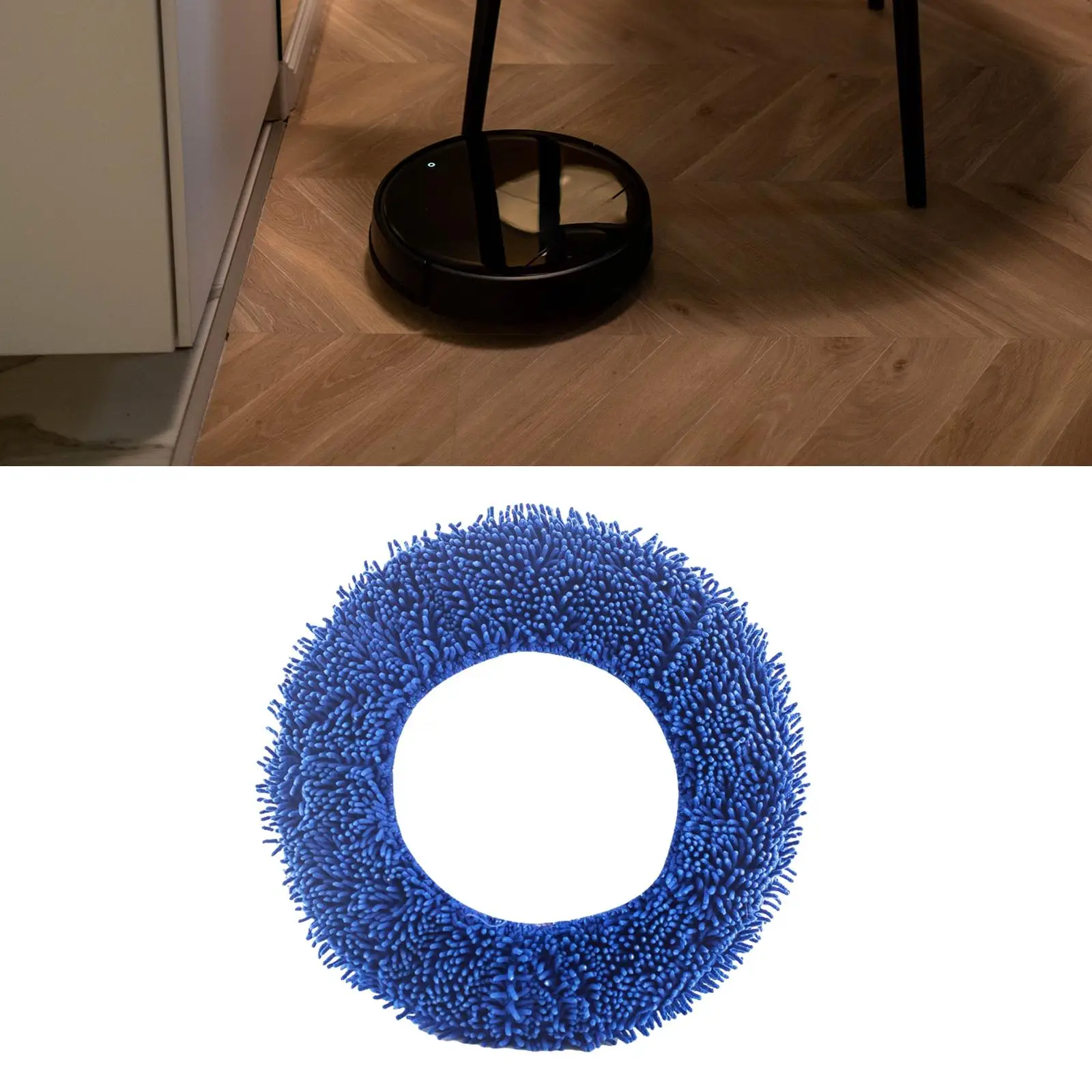 ไม้ถูพื้นชิ้นส่วนเครื่องดูดฝุ่นหุ่นยนต์ไฟฟ้าผ้าถูพื้นแบบกลมใช้ซ้ำได้สีฟ้าแผ่นปูพื้นทำความสะอาดได้