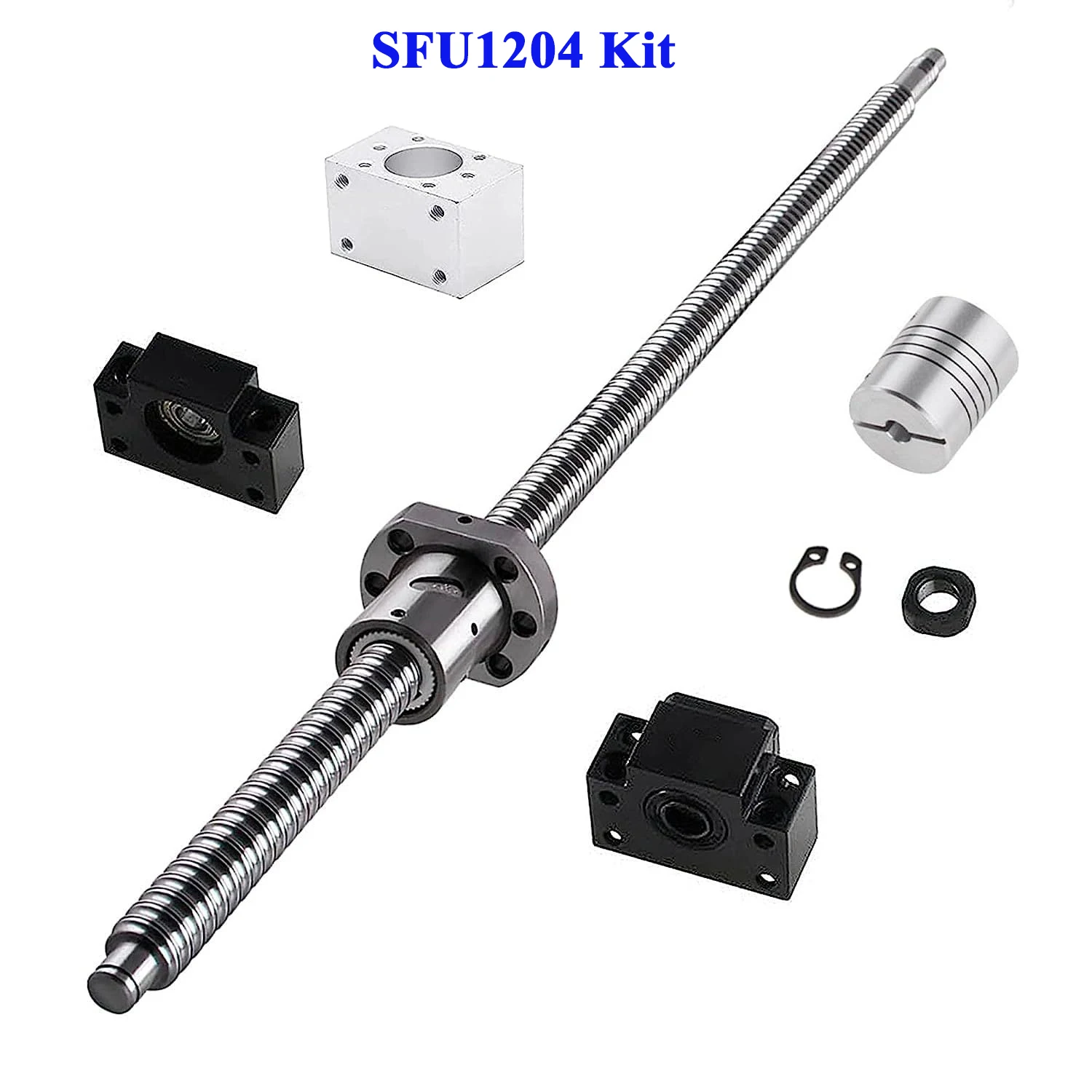 SFU1204 Kit RM1204 Rolled Ball Screw C7 With End Machined+1204 Ball Nut + Nut Housing+BK/BF10 End Support+8x8 Coupler