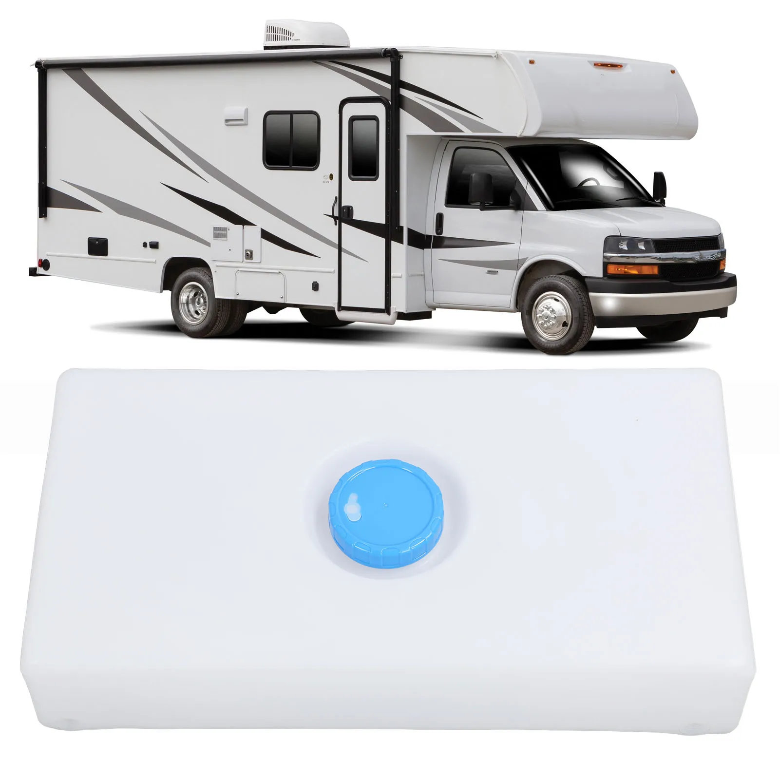 

8 Gallons Fresh Water Holding Tank Leakproof LLDPE 85mm Water Inlet for Trailer Yacht Boat Food Grade Portable Durable Stackable