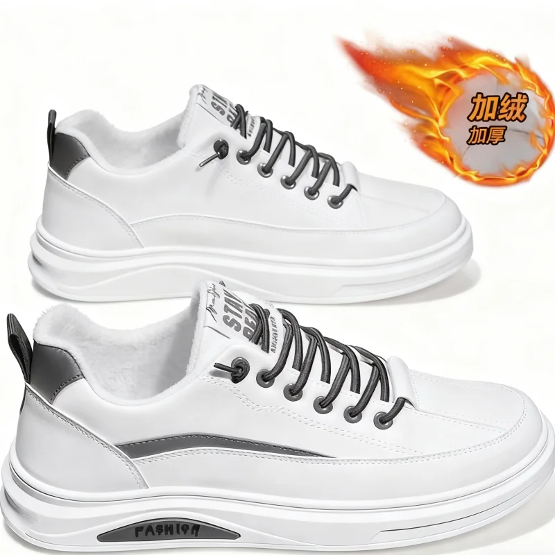 أحذية رياضية رجالية مطبوعة منخفضة القطع من جلد البقر، أربطة مرنة عصرية مقاومة للماء من الجلد الناعم مريحة وغير قابلة للانزلاق للمشي الرياضي #2