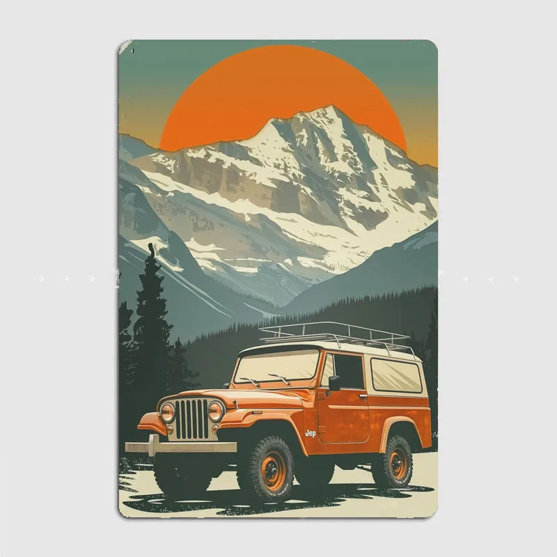 Classic Car Vintage Travel Mountain Adventure Jeep Posters Metal Sign Automobile Club Garage Room Decor Tin Vintage Home Decor