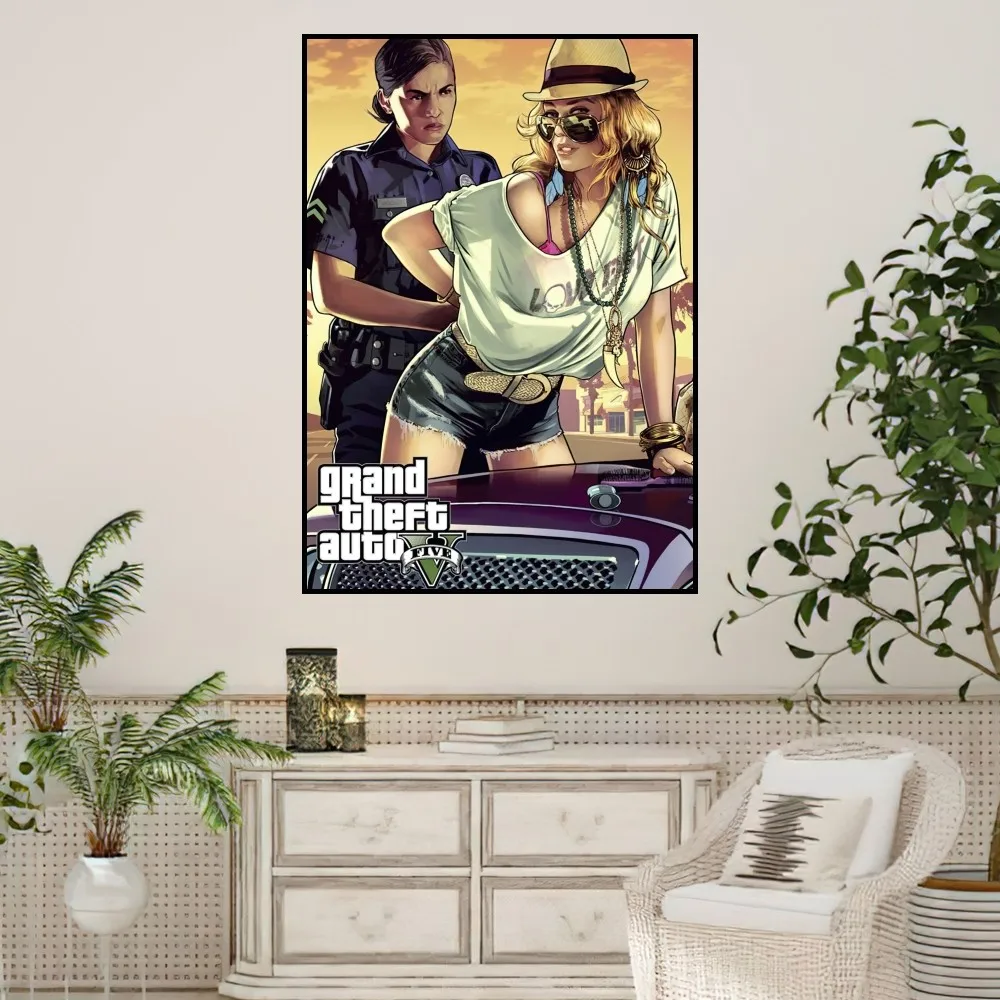 Grand Theft Auto V GTA5 Poster Prints Wall Sticker Painting Bedroom Living Room Decoration Office Home Self Adhesive