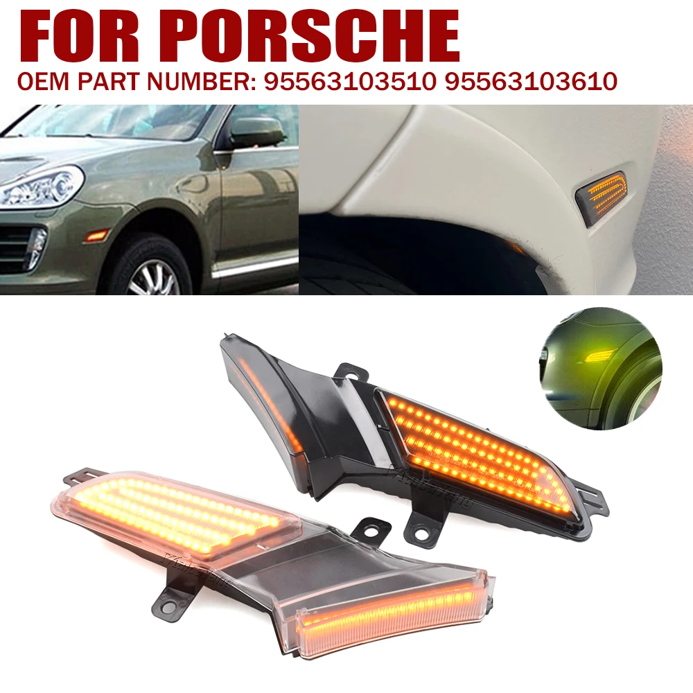 

2 шт. динамические светодиодные указатели поворота, боковой габаритный фонарь для Porsche Cayenne 957 967 2007-2010