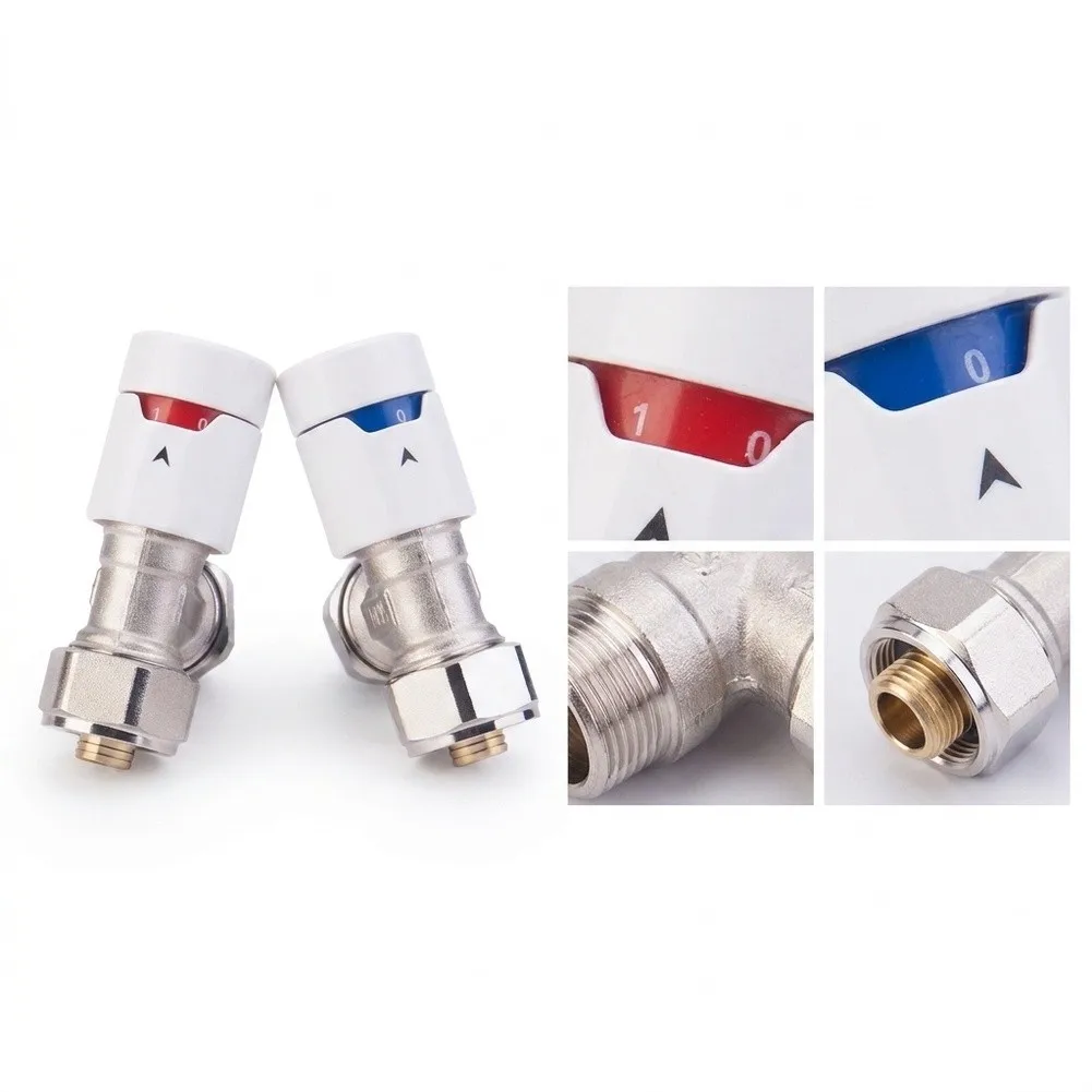 2pcs Brass Angle Manual Temperature Control Valve DN15 For Radiator Heating System Temperature Control Water Heater Parts