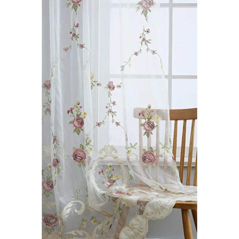 Fashionable Modern American Embroidered Window Screen Living Room Bedroom Balcony Curtains