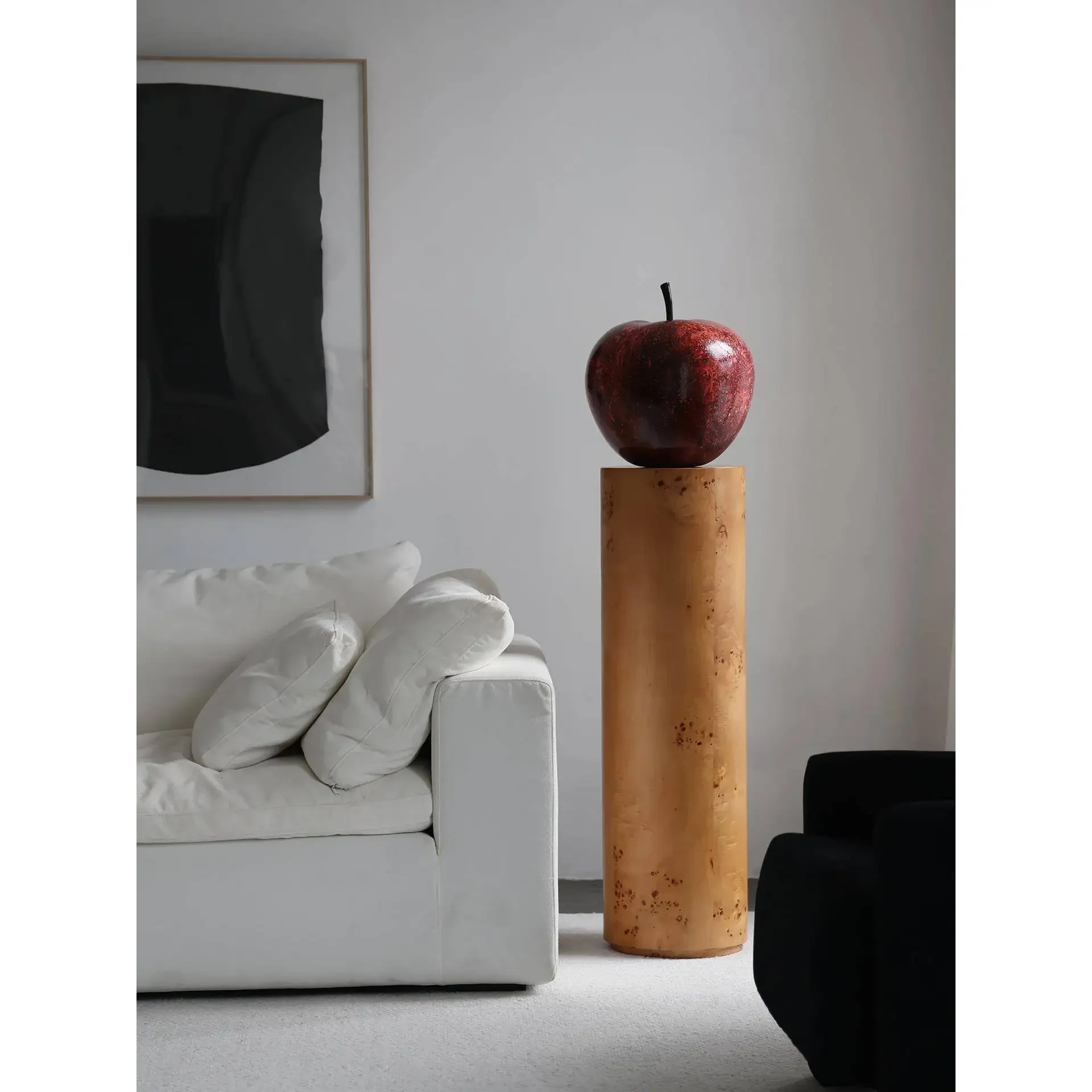 Medieval style living room decoration tree tumor bark pillar, square base artwork installation floor display stand