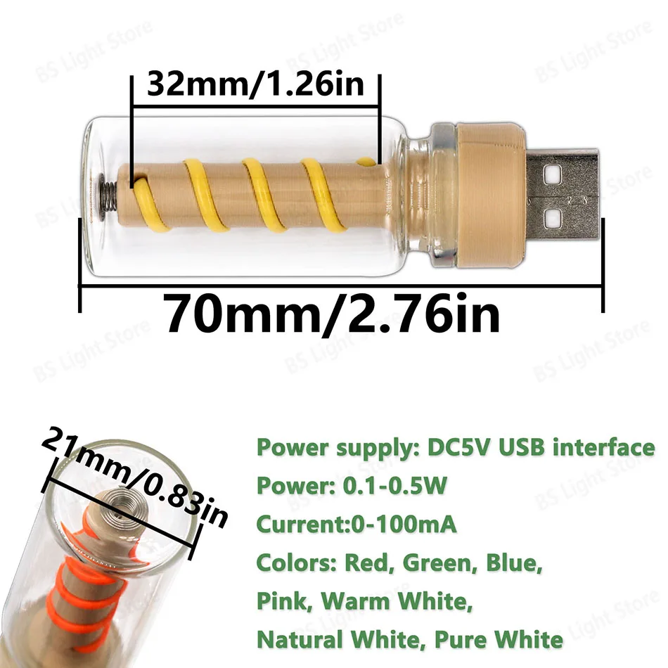 LED-Glühbirne 5V USB Dimmbare Touch-Lichtquelle DC5V Retro-Stil Edison LED-Beleuchtung Mini-Nachtlicht Auto-Zubehör Hintergrundbeleuchtung – Detail 1