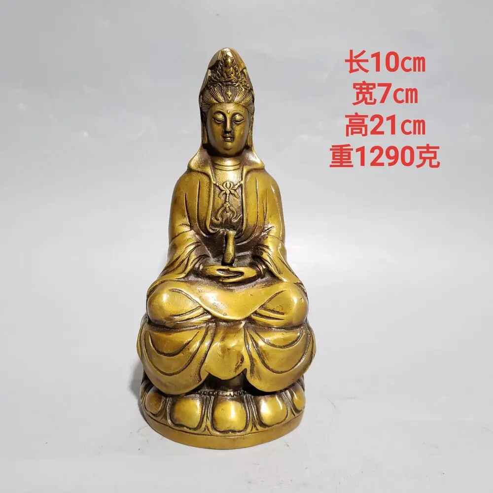 21 cm Chinese Brass Kwan-yin Guanyin Statue Bronze Buddha Statue sculpture