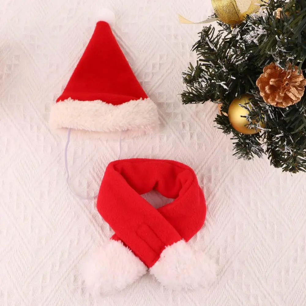 Santa Claus Cute Warm Dog Cat Cloak Hat Red Scarf Hat Puppy Pet Costume Pet Clothes Pet Cosplay Costume Christmas Clothes