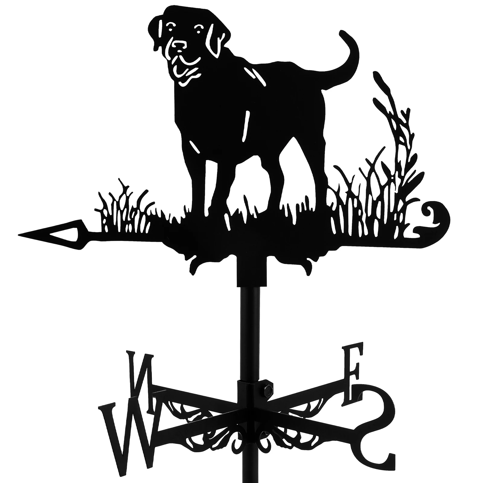 Dog Weather Vane Metal Animal Wind Direction Decorative Dog Weathervanes Creative Black Dog Ornament Indicator for Outdoor Patio