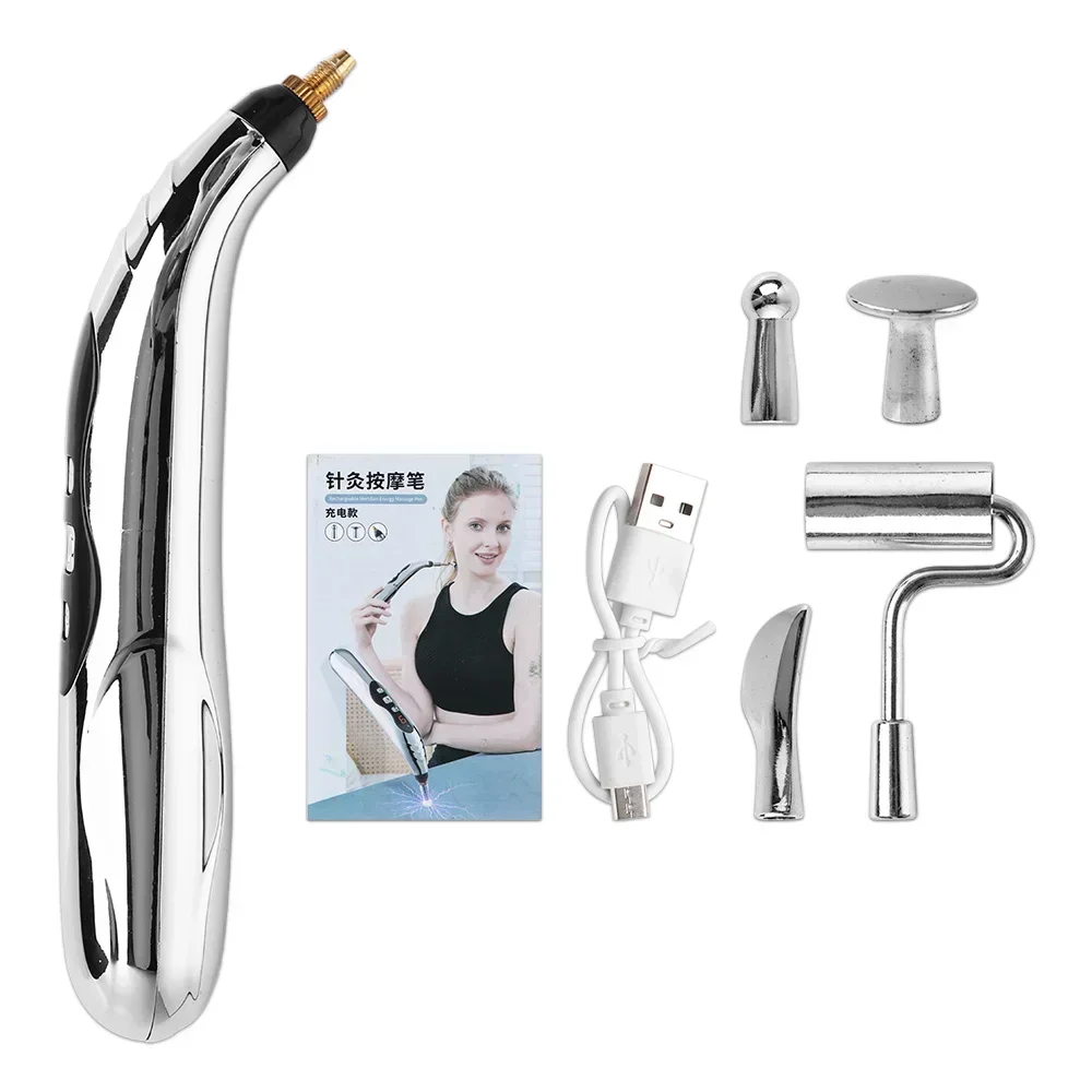 

Rechargeable Acupuncture Pen 5/3 Heads Electric Muscle Pain Relief Relaxing Massage Pen Laser Energy Therapy Health Care Tool