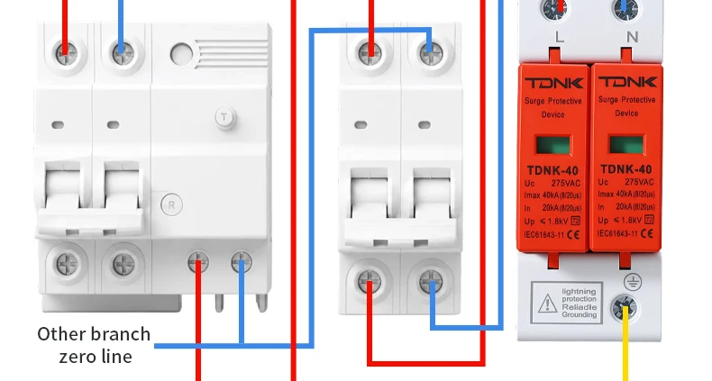 TDNK AC SPD 2P 20KA 40KA 275V 385V Überspannungsschutz für Häuser, Niederspannungsableiter, Blitzschutzgerät für Haus-PV-Systeme – Detail 13