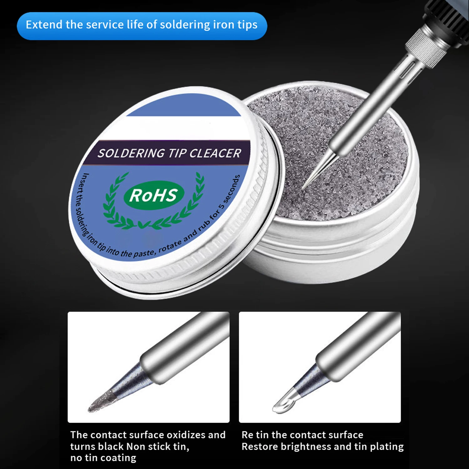 Soldering Tip Repair Paste, 6g/20g/30g Tin Box, Soldering Iron Tip Cleaner Revival Flux for Oxide Removal