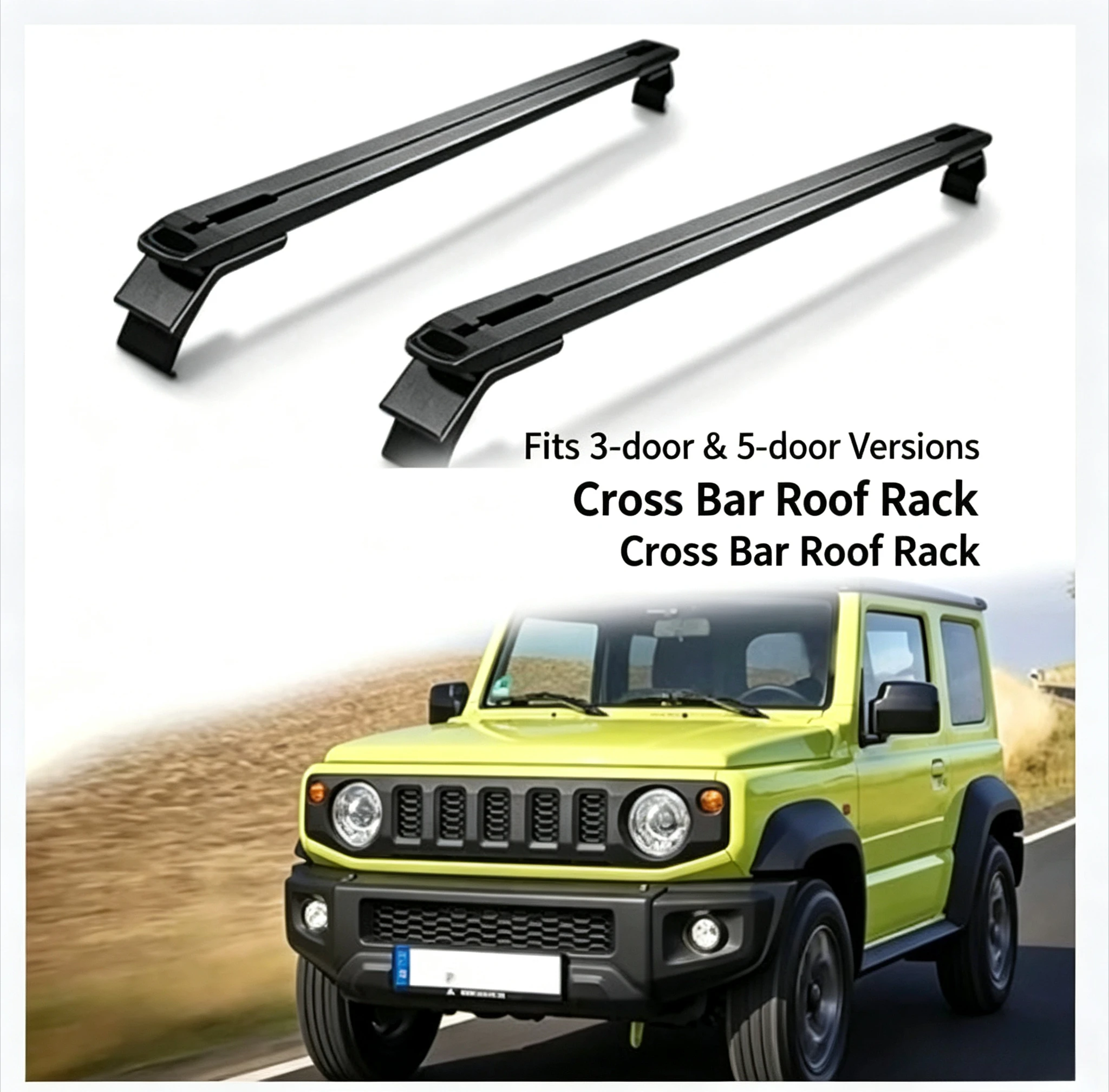 Aluminum Roof Cross Bars Luggage Rack for 2018‑2025 JIMNY JB64 JB74, 3‑Door & 5‑Door Vehicle Accessories, No‑Drill Installation