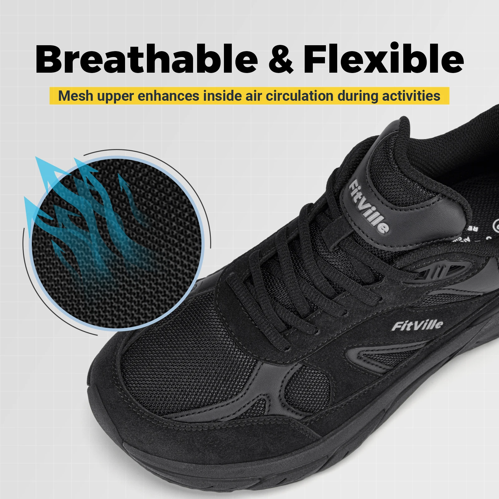 Fitville Men's Walking Shoes Extra Wide Casual Sports Sneakers Breathable Gym Athletics Running Shoes for Men Cushioning Autumn