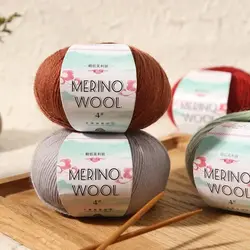 50g/Roll Merino Wool Yarn for Hand-knitted Scarf Sweater 128 Meters Crochet Warm Soft and Comfortable Wool Yarn
