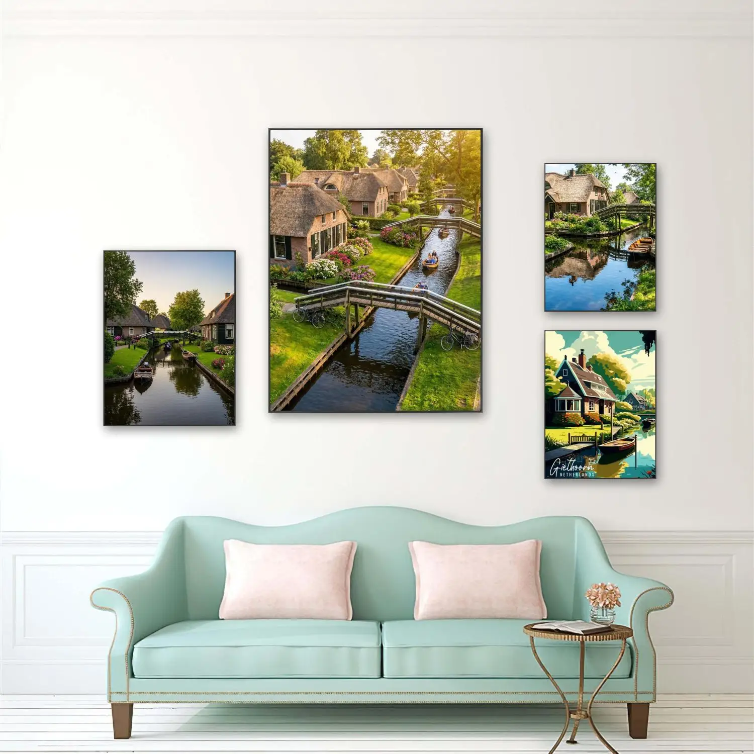 DIY Diamond Painting Netherlands Giethoorn Wooden Boat Stream Rural Scenery Hand 5D Diamond Embroidery Home Wall Decor