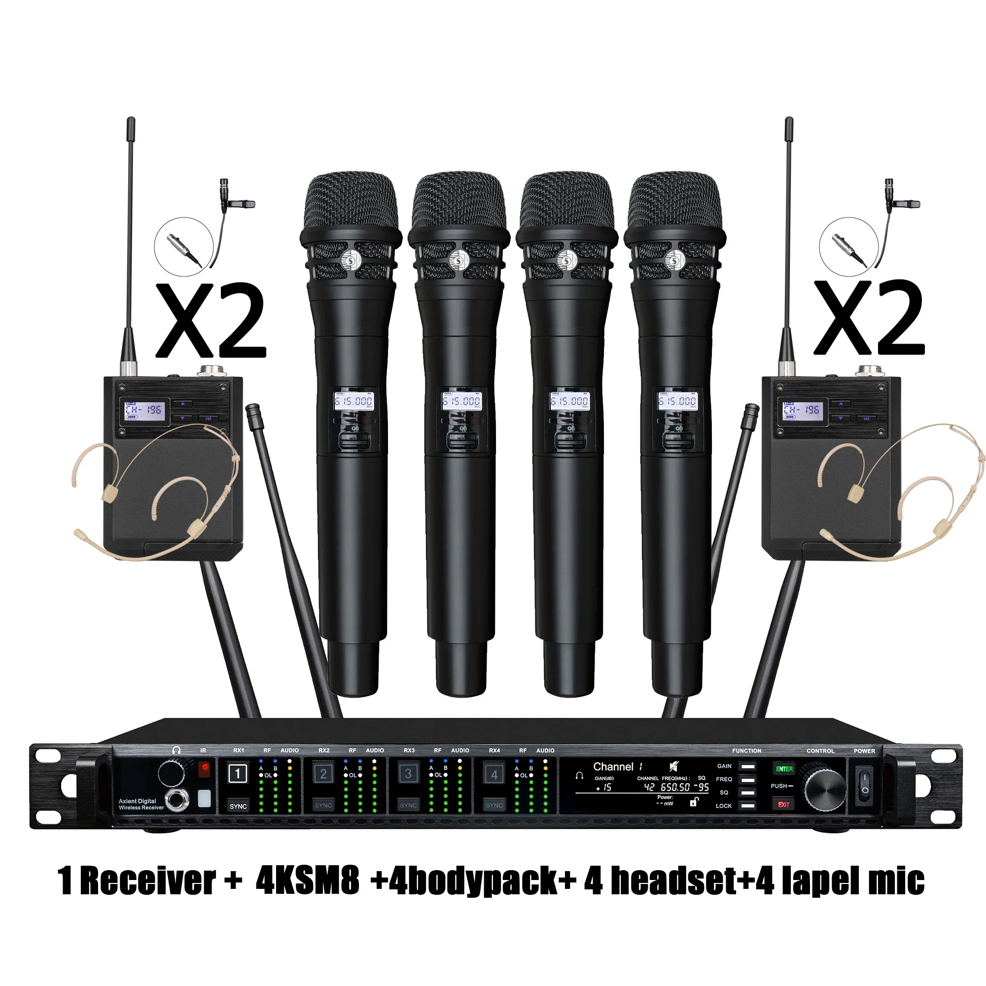 Leicozic 4-kanaals KSM11 KSM8 draadloze microfoon Professioneel radiosysteem Zwanenhalsmicrofoon Headset Lavalier Microfono Stage AD4Q - afbeelding 1