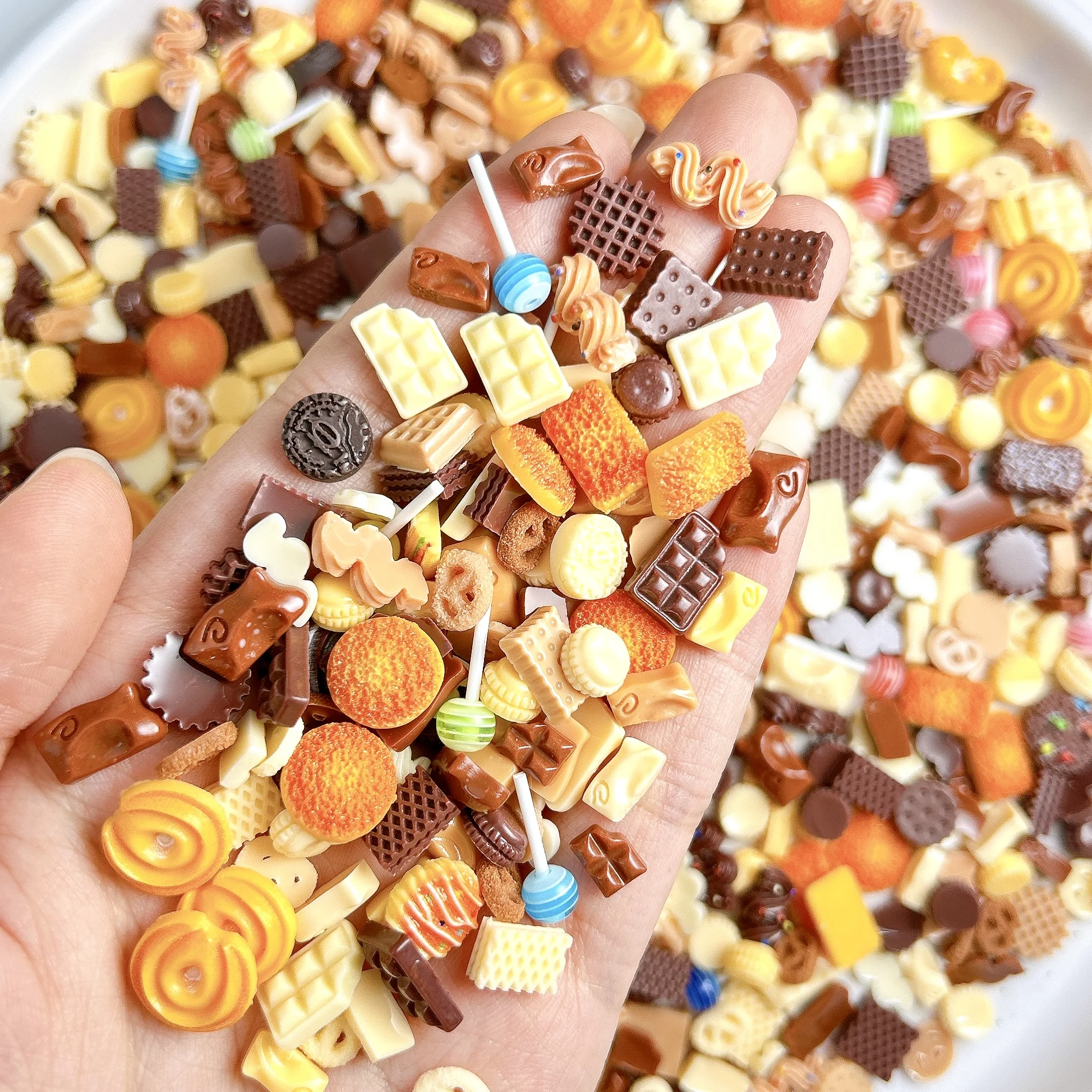 30 sztuk kreatywne urocze Smiley Pizza ozdoby do paznokci imitacja czekoladowych ciasteczek lizaki żywiczne zawieszki do paznokci DIY Manicure