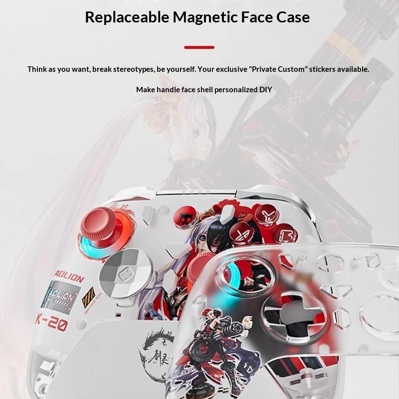 Aolion K20 Gamepad Switchpc الكمبيوتر البخار أنيمي أذرع التحكم في ألعاب الفيديو Rgb Tmr Hall مع جهاز شحن ملحقات الألعاب الحسية