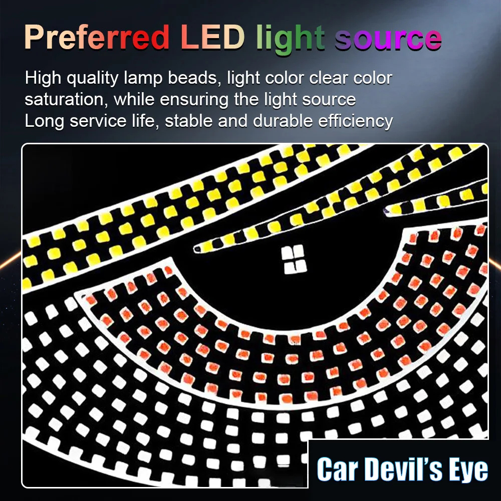 Truck Devil's Eye Light RGB Dynamic Demon Eye Decorative Light Led Display Decor Pixel Panel Windshield USB 5V Multi-Mode Lamp
