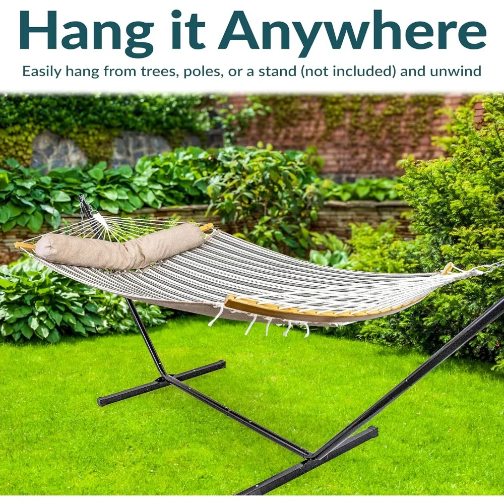 أرجوحة قضيب مفرشة منحنية بسعة 450 رطل - سرير معلق خارجي مخطط محايد #4