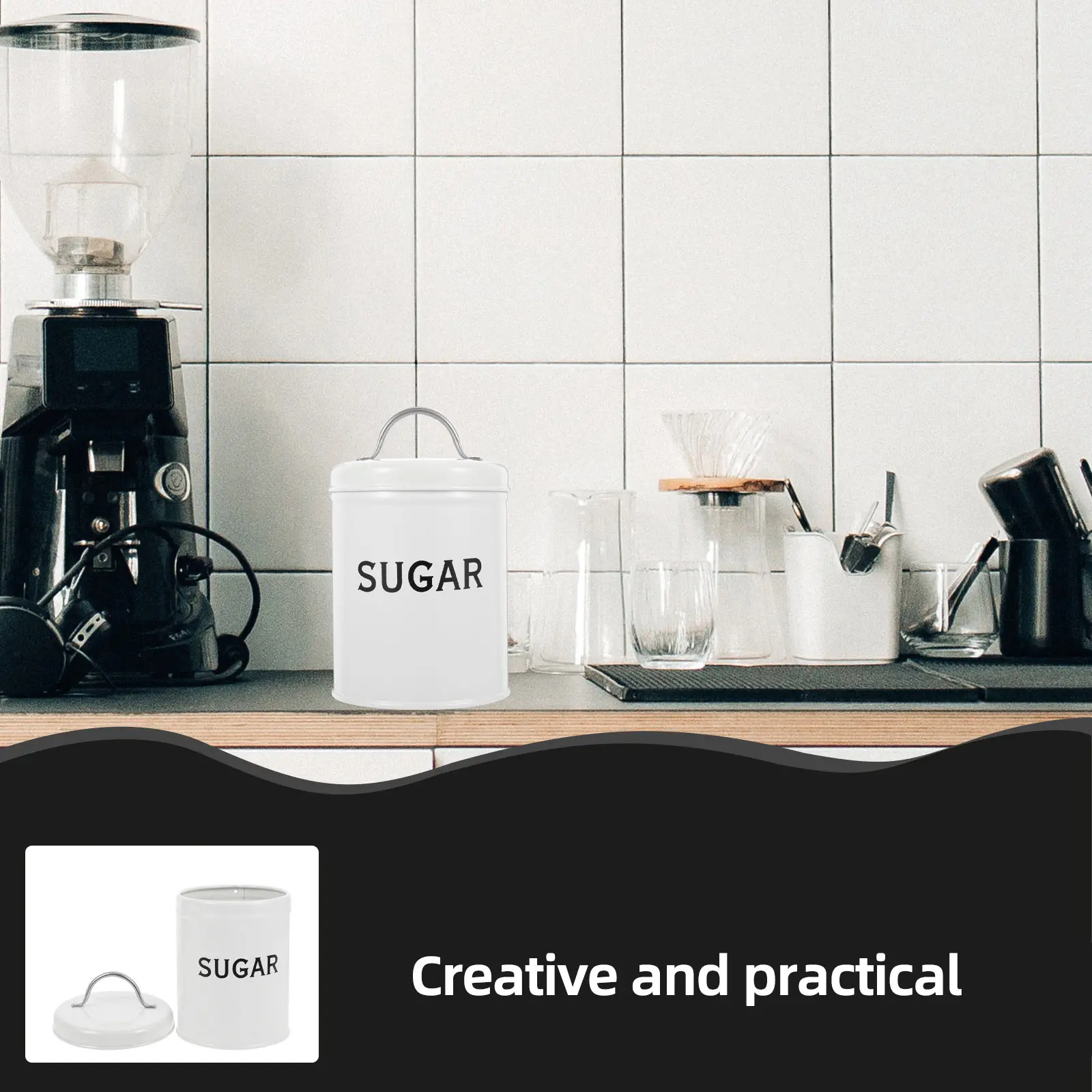 

Portable Sugar Container Airtight Metal Canister for Tea Storage Keeps Smooth Gloss Finish Bpa Free Food Safe