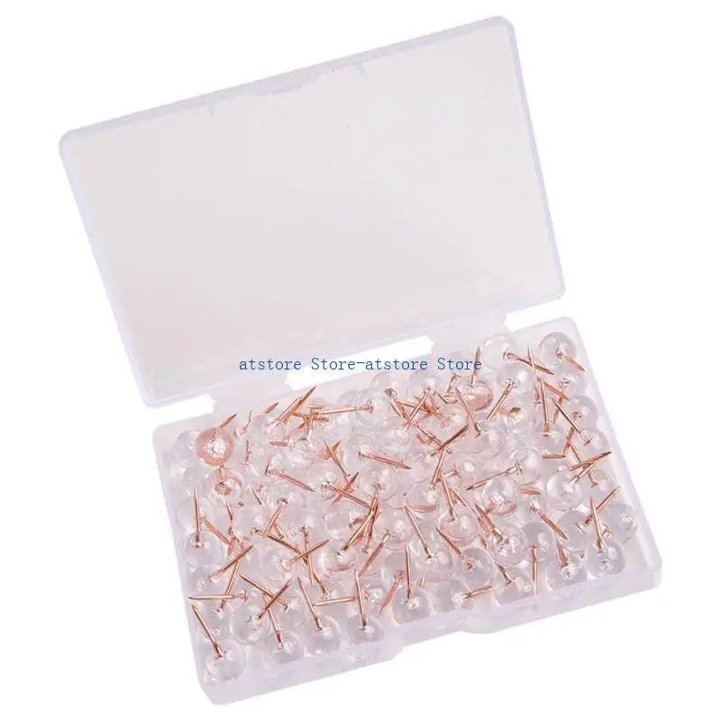 

H37D Rose Gold & Clear Headed Push Pins Rose Gold Pushpins for Multifunction Display Need
