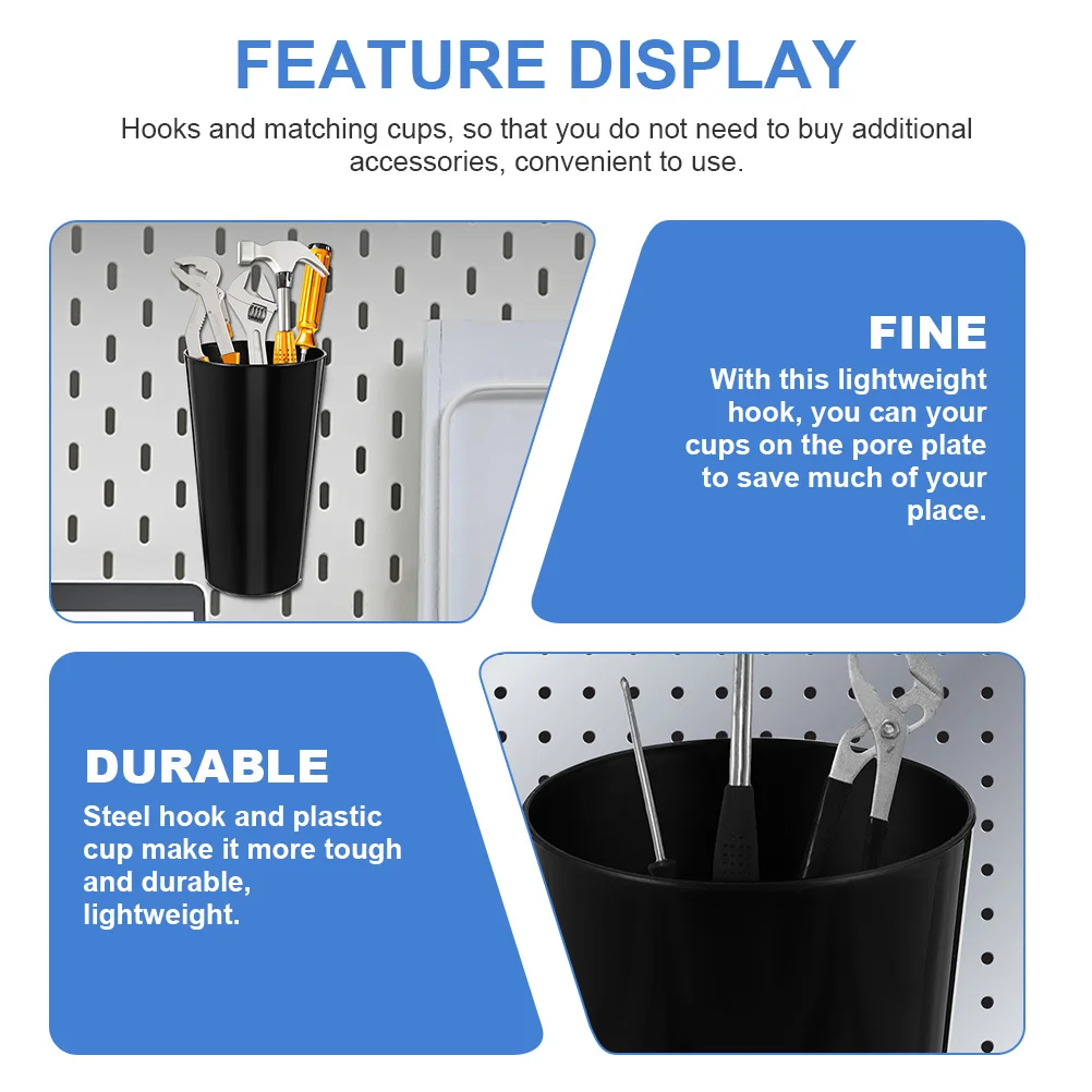 

4Sets Pegboard Hooks Steel Durable Pegboard Cups Organizer Home Storage Space Saver Garage Wall Organizer Accessories