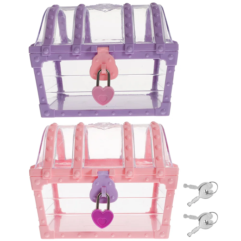 2 Pcs Storage Treasure Chest Child Children’s Toys Plastic Keepsake Boxes for Kids