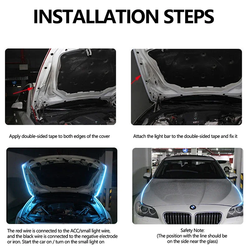 LED Car Daytime Running Light DRL With Turn Signal Lamp Car Hood Decorative Light Strip With Start Scan Meteor Dynamic 12V image 6