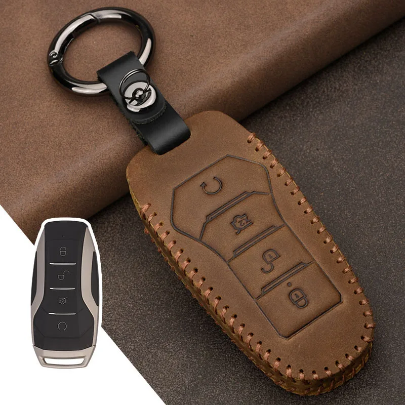 Leather For BYD Second Song Tang Pro QIn Pro Generation Car Smart Key Cover Case Shell Bag Ring Keychain Protector Accessories