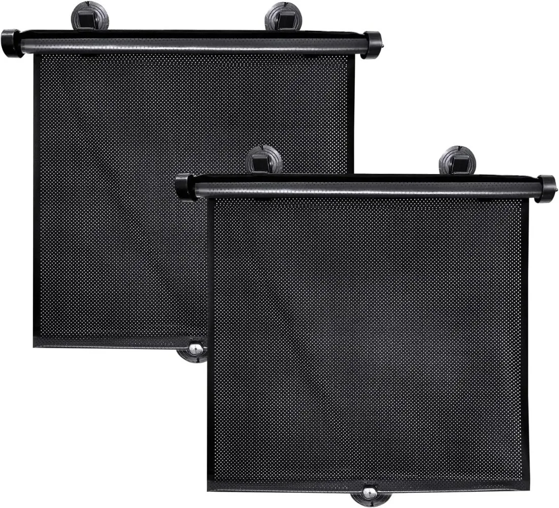 

2Pcs Car Retractable Sunshade Curtain 15 Inch Heat-Insulating Side Window Curtain with Suction Cup Telescopic Sunshade Blocking