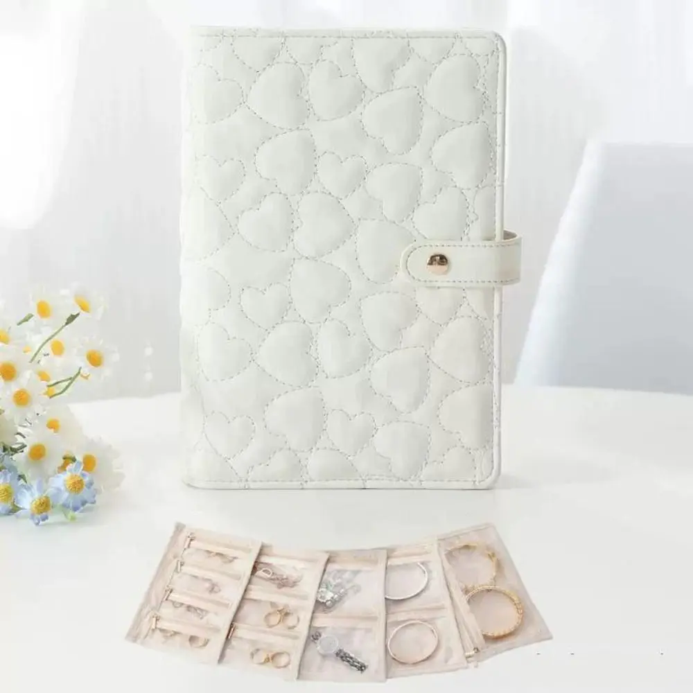 

Leather Jewelry Storage Book Waterproof Love Heart Jewelry Packaging Brochure Detachable Partition Necklace Binder Display Box